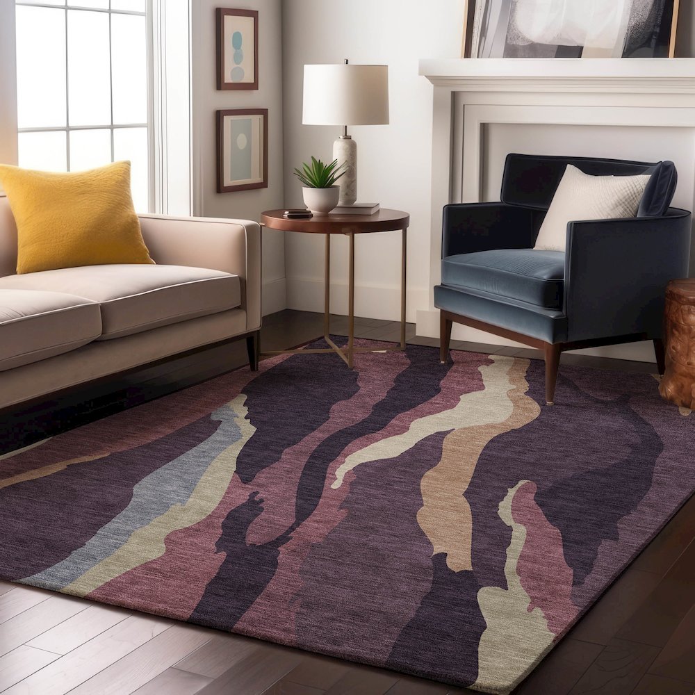 Premium Machine Washable Mayfield AMF1047 Plum 10' x 14' Rug. Picture 5