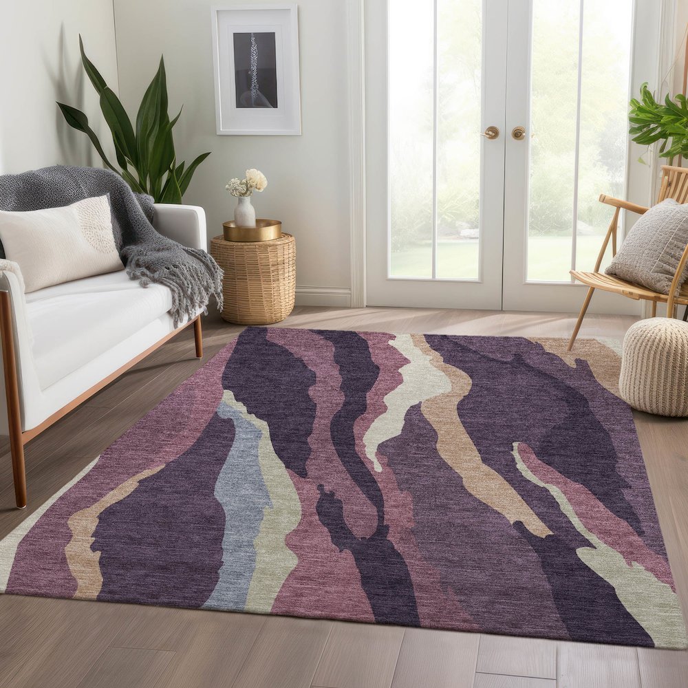 Premium Machine Washable Mayfield AMF1047 Plum 10' x 14' Rug. Picture 6