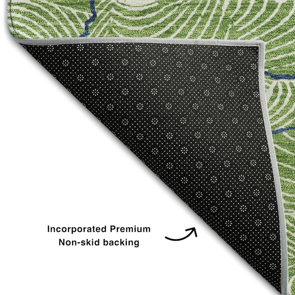 Premium Machine Washable Mayfield AMF1048 Green 8' x 8' Round Rug. Picture 2