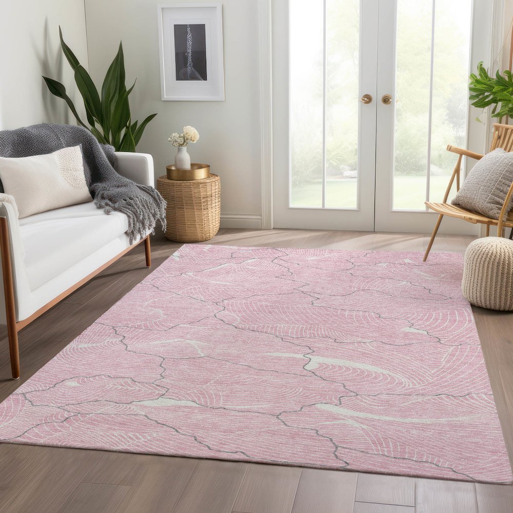 Premium Machine Washable Mayfield AMF1048 Pink 10' x 14' Rug. Picture 6
