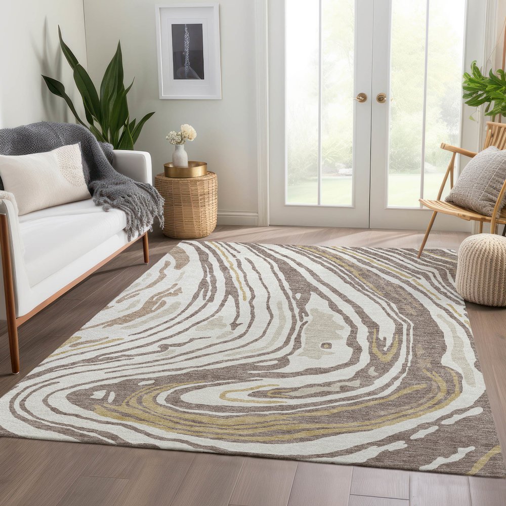 Premium Machine Washable Mayfield AMF1051 Taupe 10' x 14' Rug. Picture 6