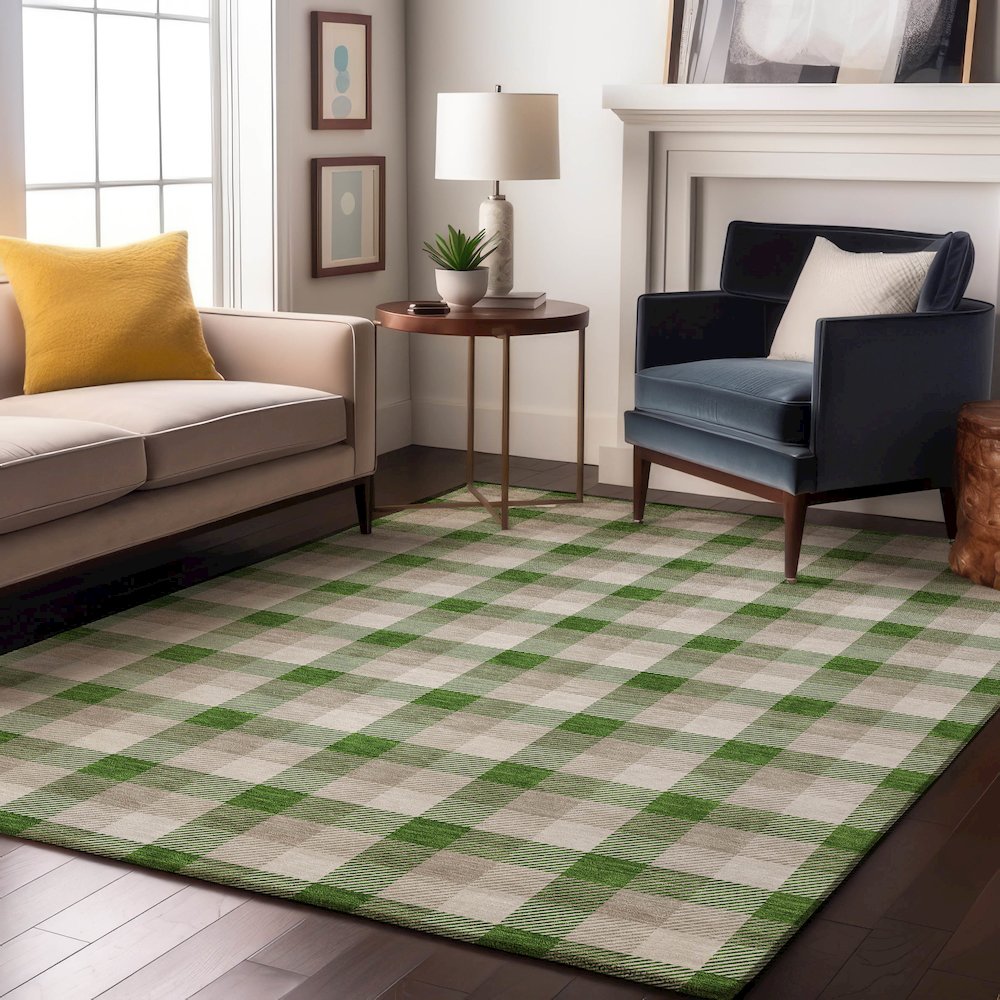 Premium Machine Washable Mayfield AMF1053 Emerald 10' x 14' Rug. Picture 5
