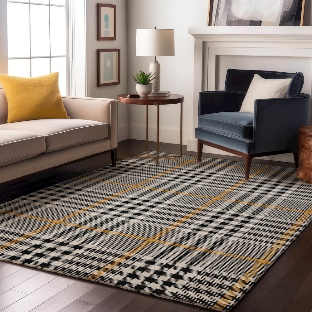 Premium Machine Washable Mayfield AMF1054 Black 10' x 14' Rug. Picture 5