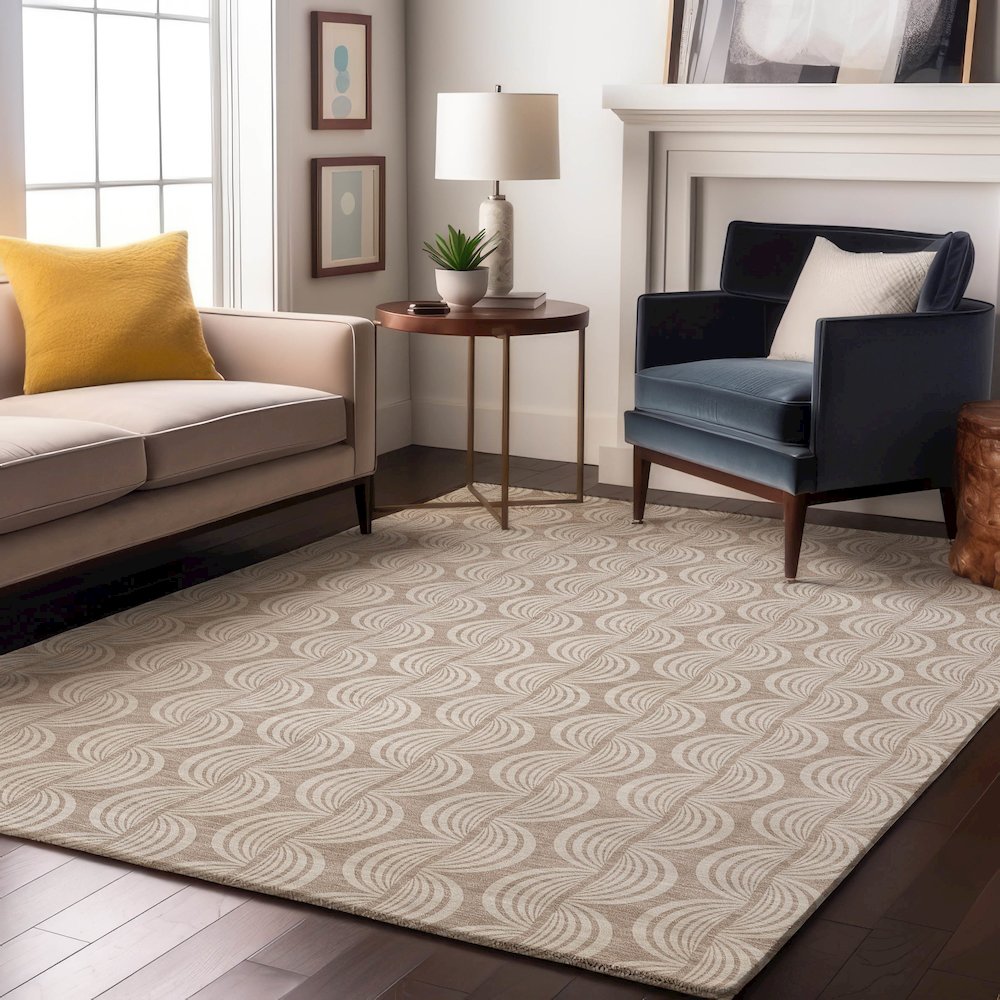Premium Machine Washable Mayfield AMF1056 Khaki 10' x 14' Rug. Picture 5