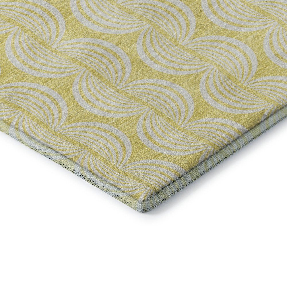 Premium Machine Washable Mayfield AMF1056 Yellow 8' x 8' Round Rug. Picture 3