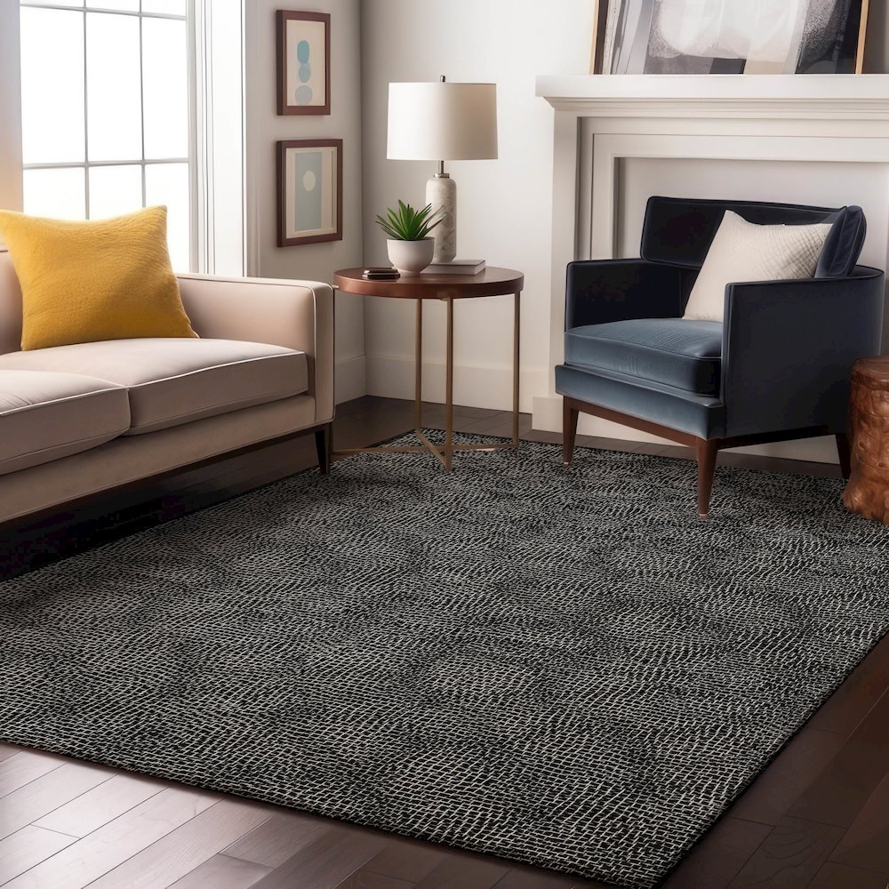 Premium Machine Washable Mayfield AMF1057 Black 10' x 14' Rug. Picture 5