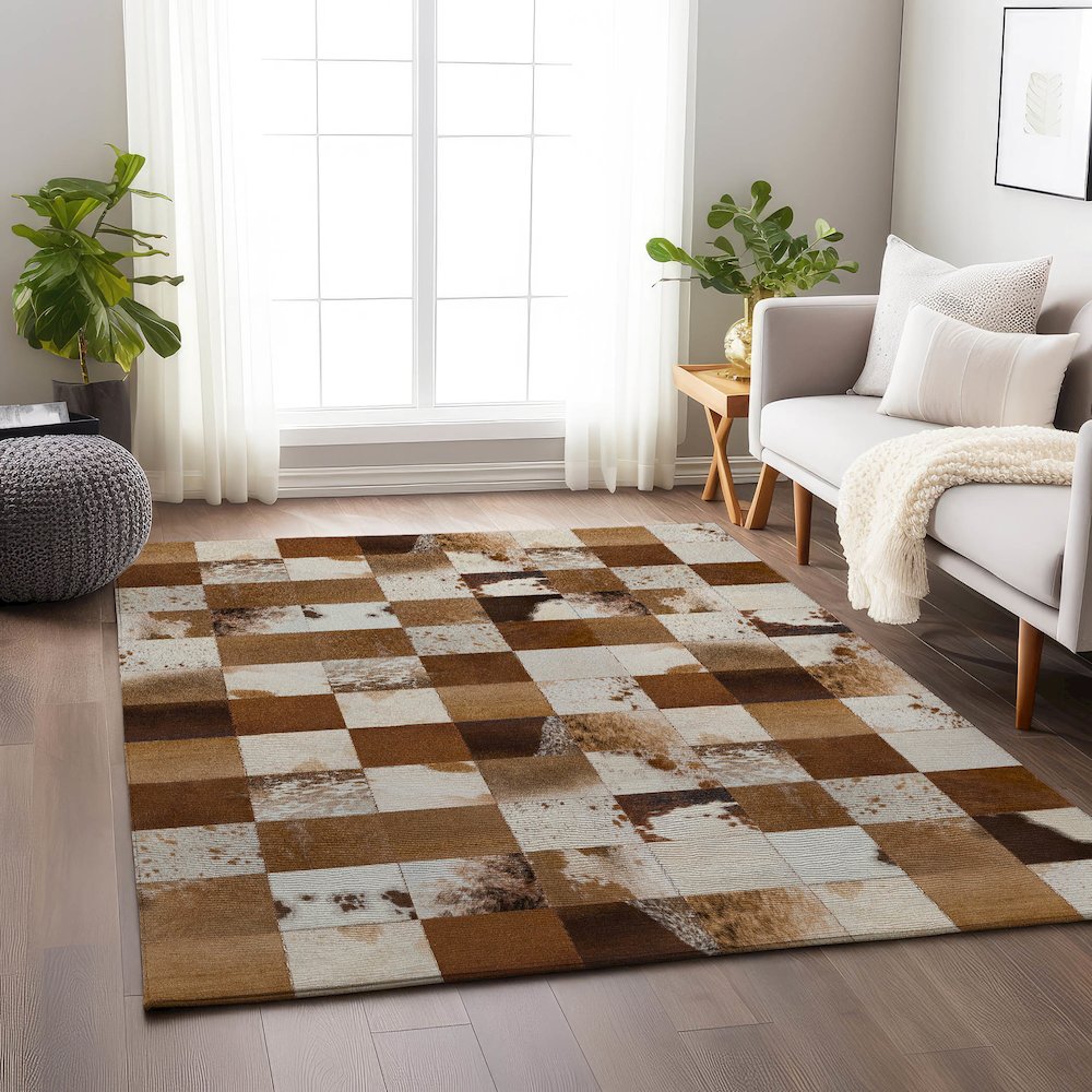 Premium Machine Washable Mayfield  Brown 10' x 14' Rug. Picture 5