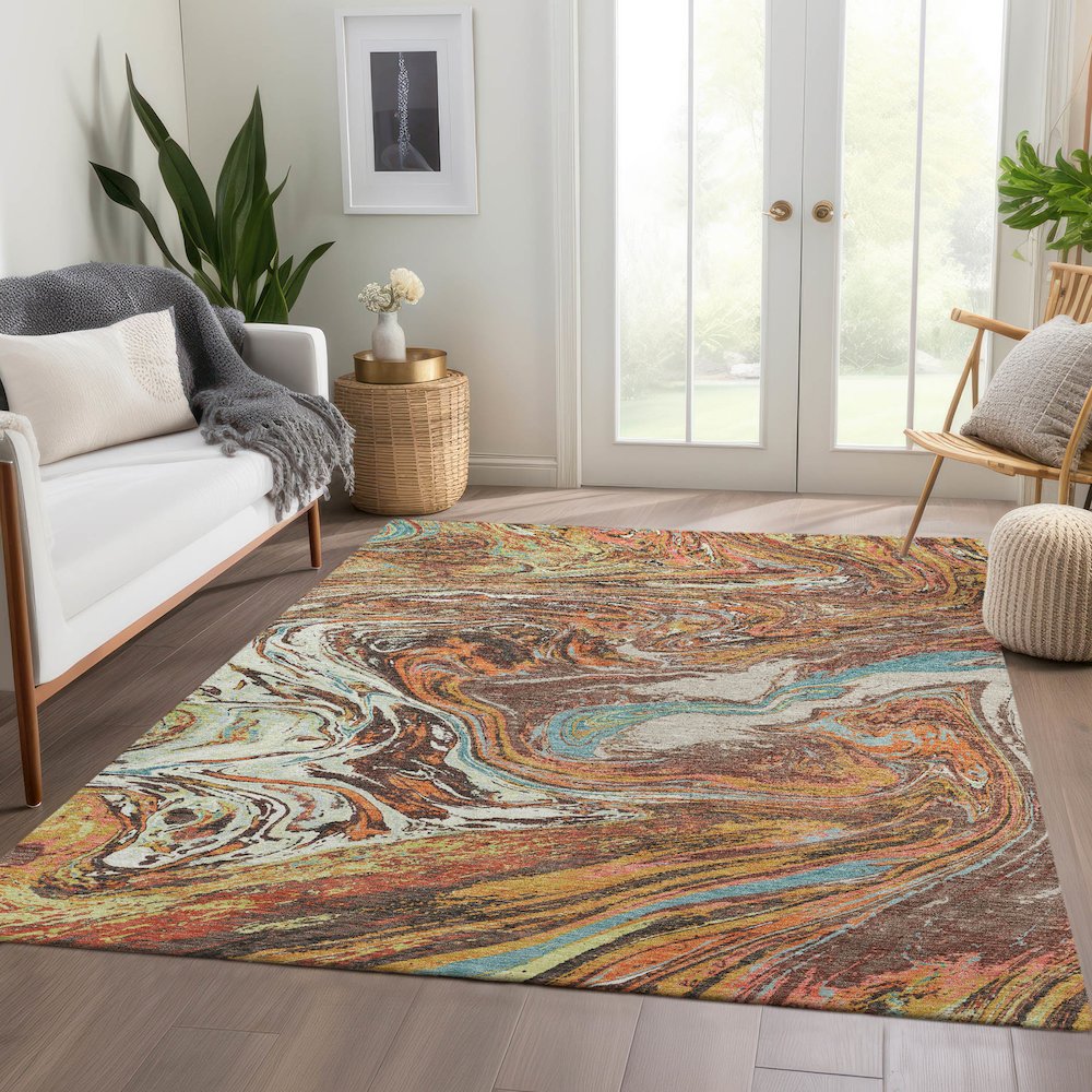 Premium Machine Washable Mayfield AMF1061 Khaki 10' x 14' Rug. Picture 6