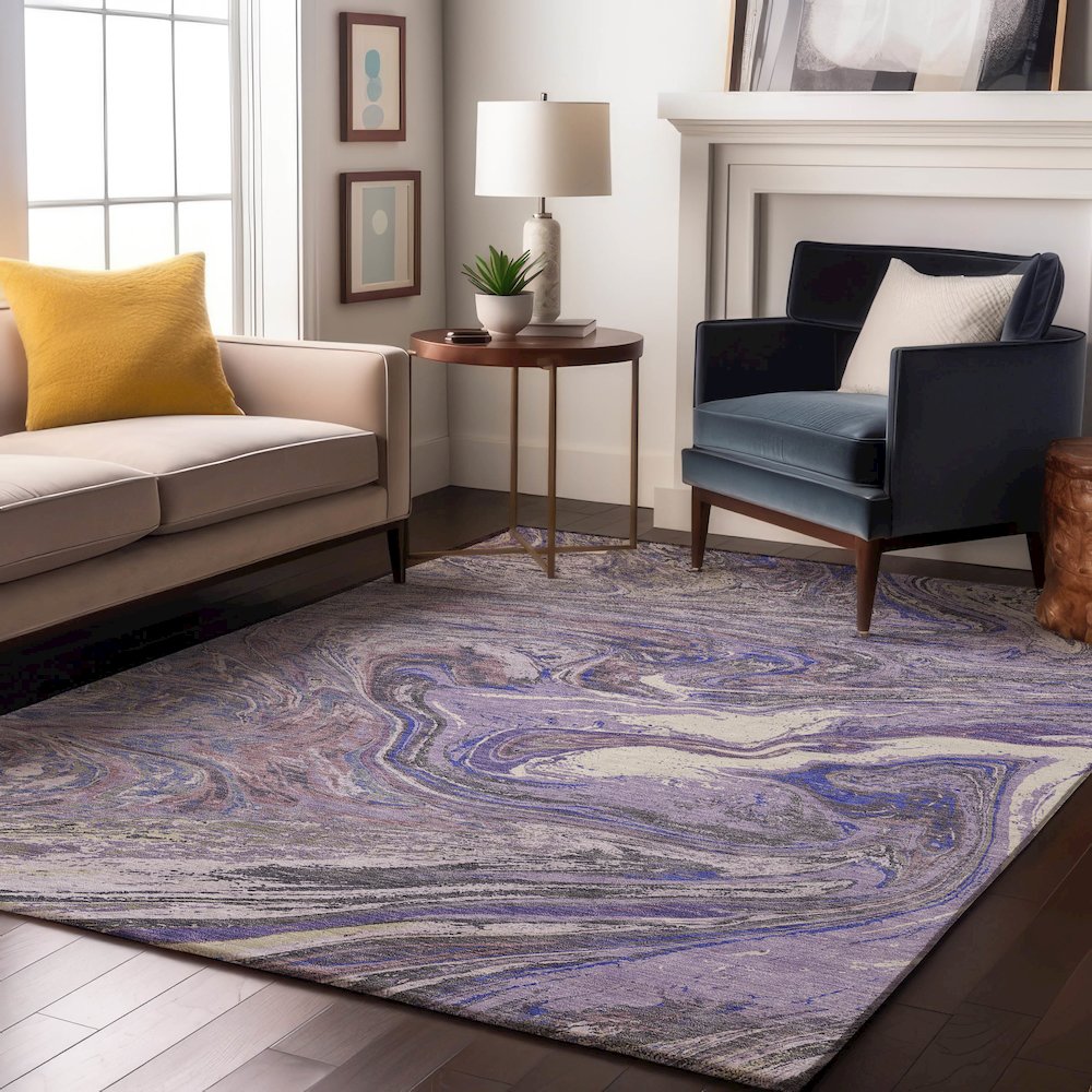 Premium Machine Washable Mayfield AMF1061 Lavender 10' x 14' Rug. Picture 5