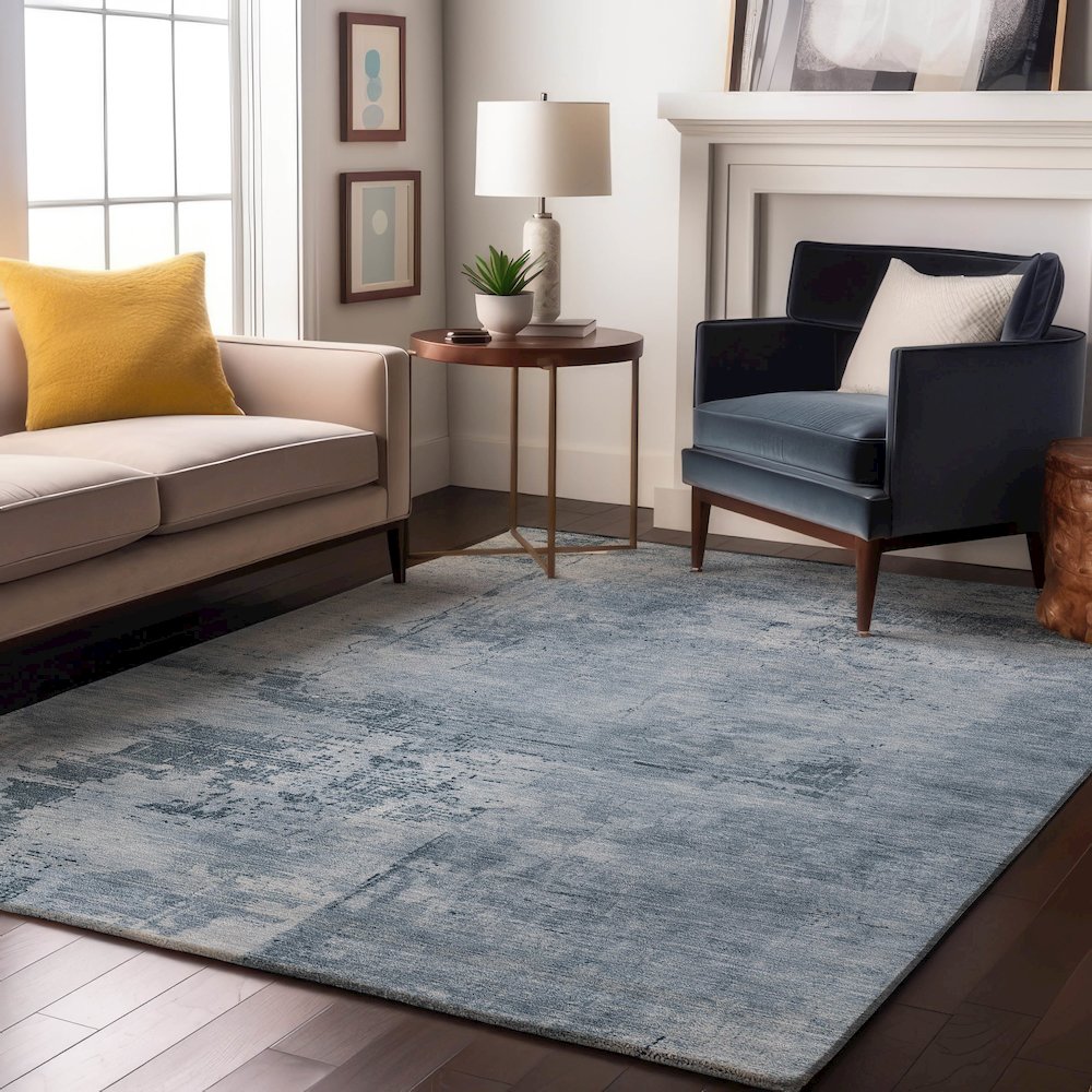 Premium Machine Washable Mayfield AMF1062 Denim 10' x 14' Rug. Picture 5