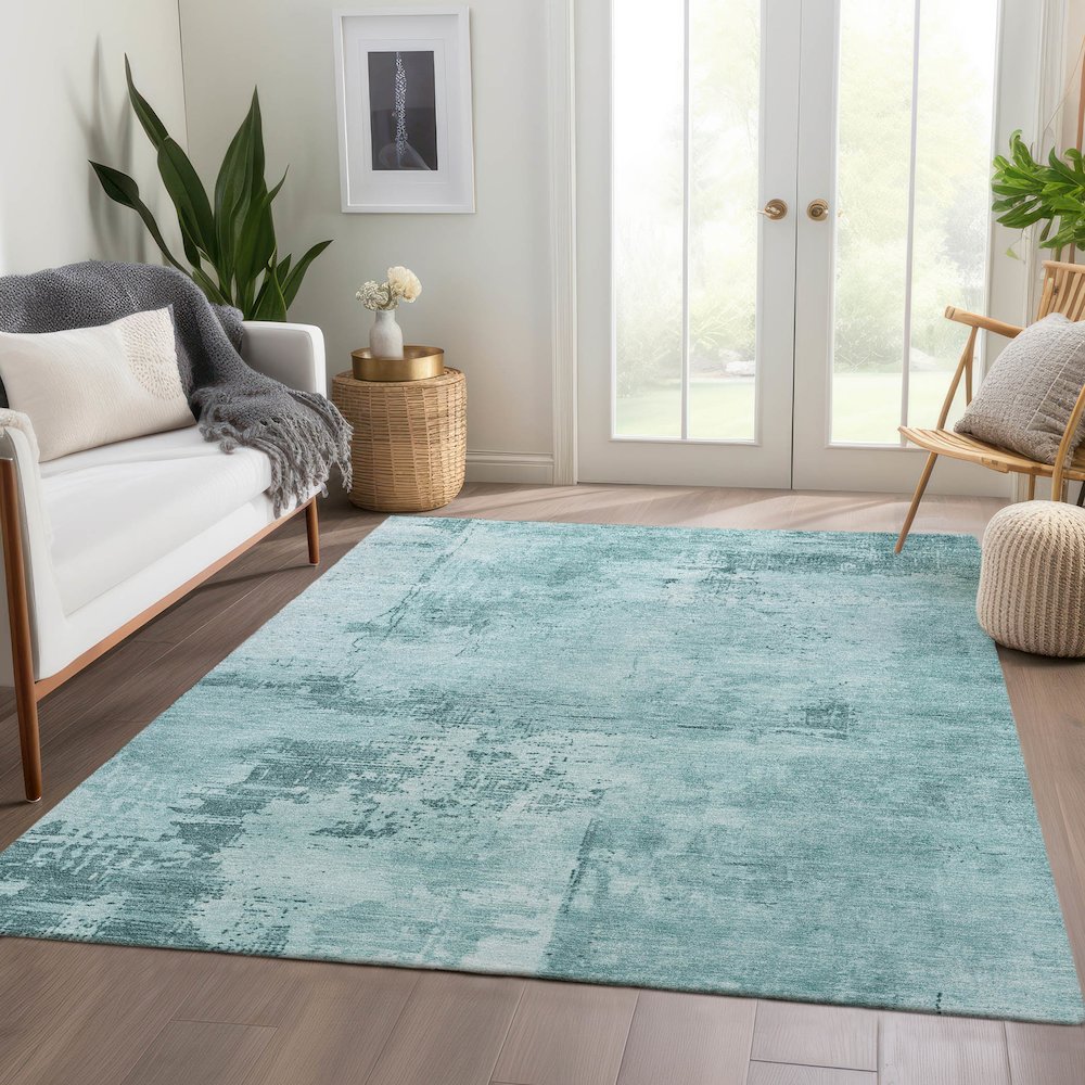 Premium Machine Washable Mayfield AMF1062 Seafoam 10' x 14' Rug. Picture 6