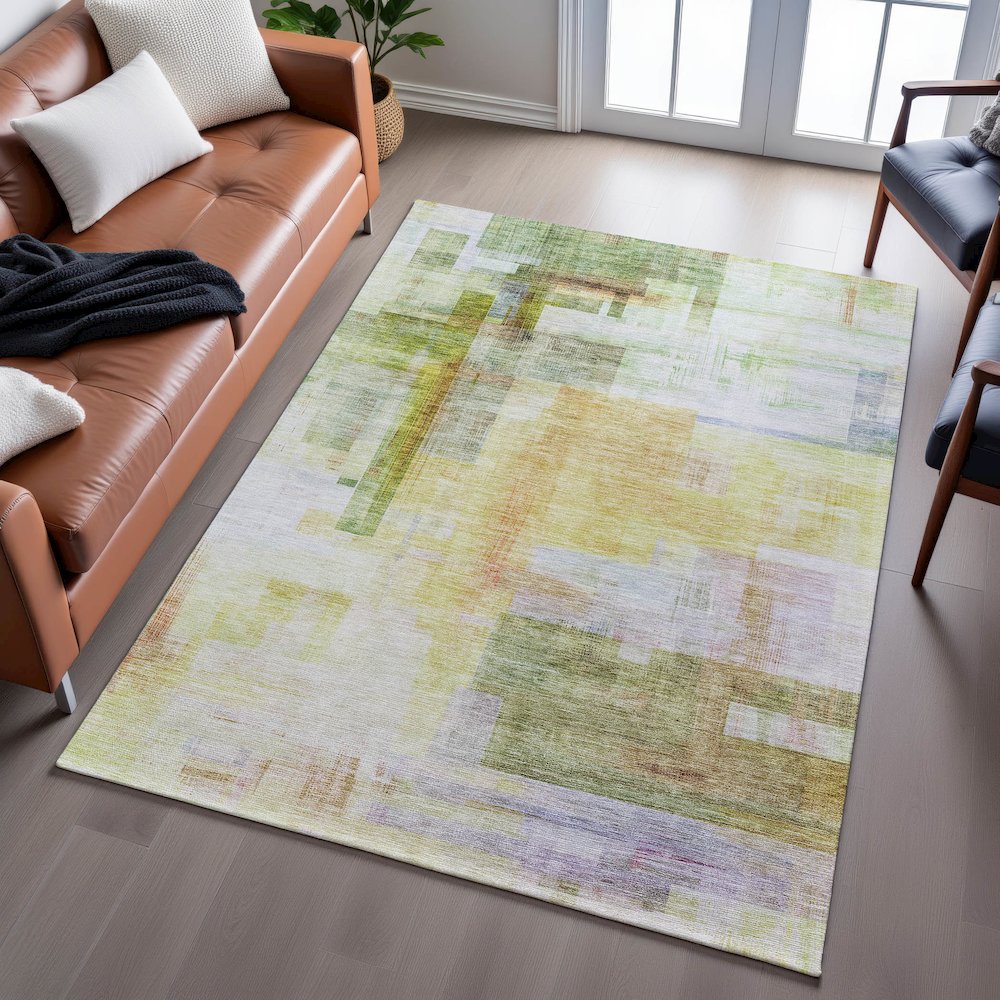 Premium Machine Washable Mayfield AMF1067 Green 10' x 14' Rug. Picture 6