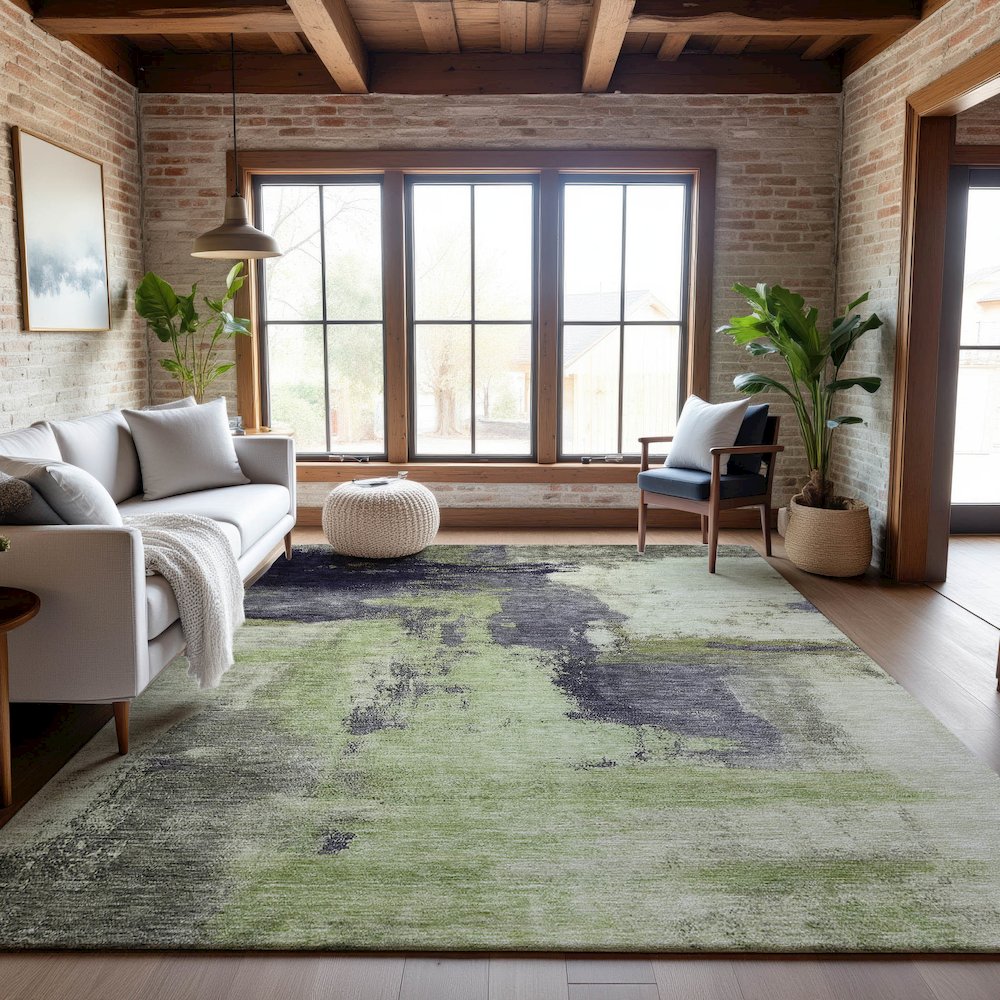 Premium Machine Washable Mayfield AMF1068 Fern 10' x 14' Rug. Picture 5