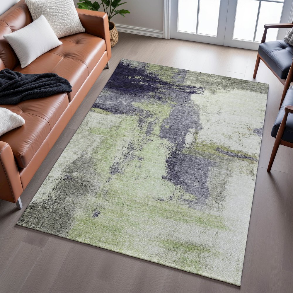 Premium Machine Washable Mayfield AMF1068 Fern 10' x 14' Rug. Picture 6