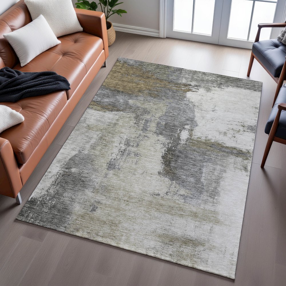 Premium Machine Washable Mayfield AMF1068 Gray 10' x 14' Rug. Picture 6