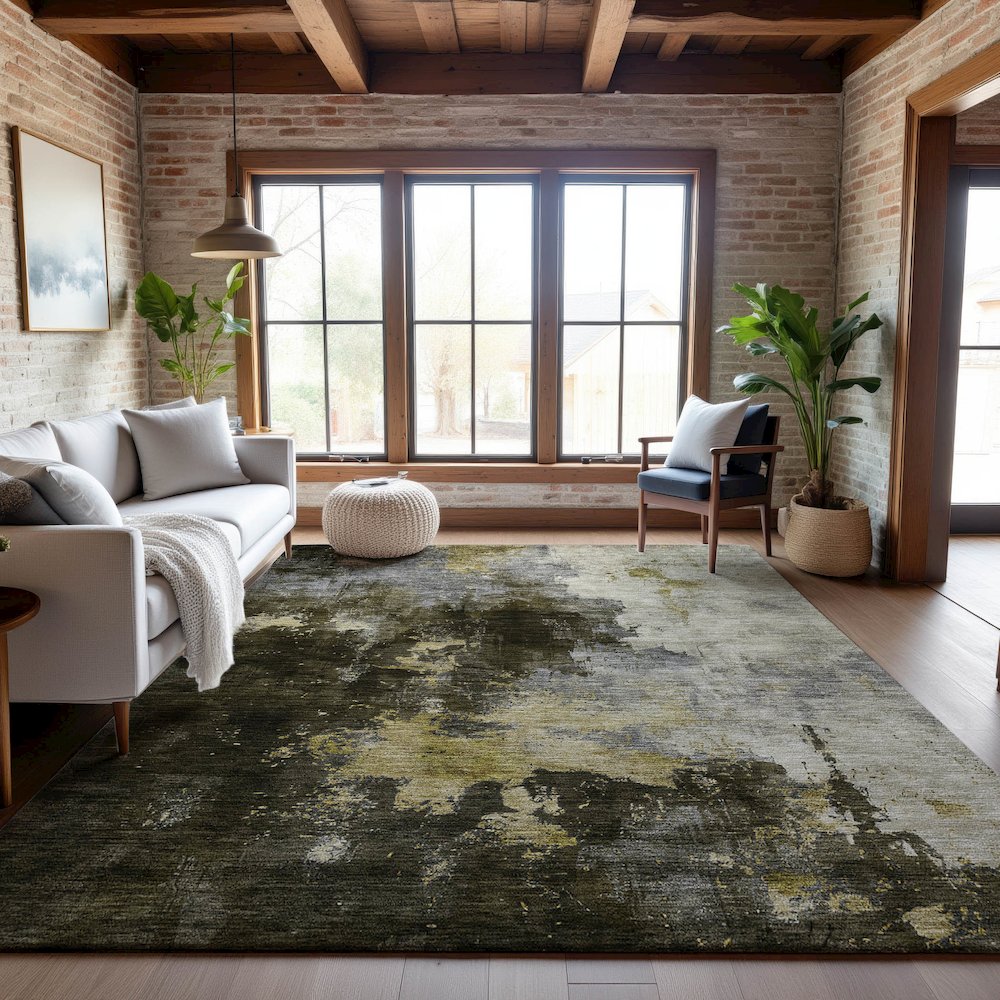 Premium Machine Washable Mayfield AMF1072 Brown 10' x 14' Rug. Picture 5