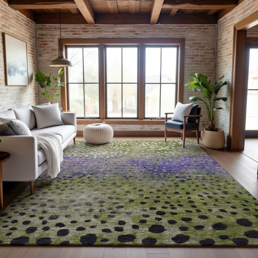 Premium Machine Washable Mayfield AMF1074 Green 10' x 14' Rug. Picture 5