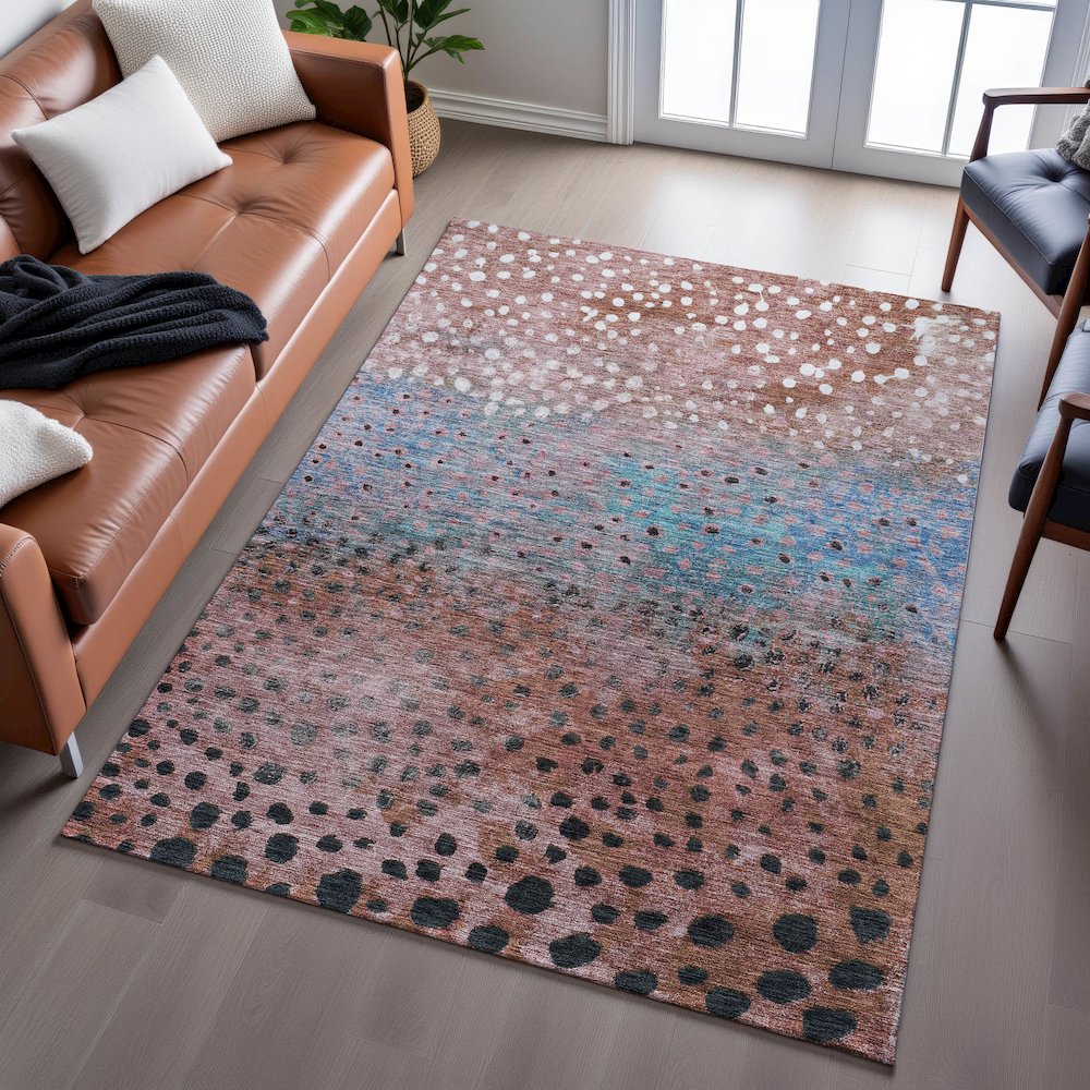 Premium Machine Washable Mayfield AMF1074 Paprika 10' x 14' Rug. Picture 6