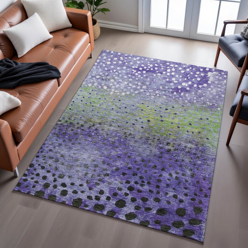 Premium Machine Washable Mayfield AMF1074 Purple 10' x 14' Rug. Picture 6