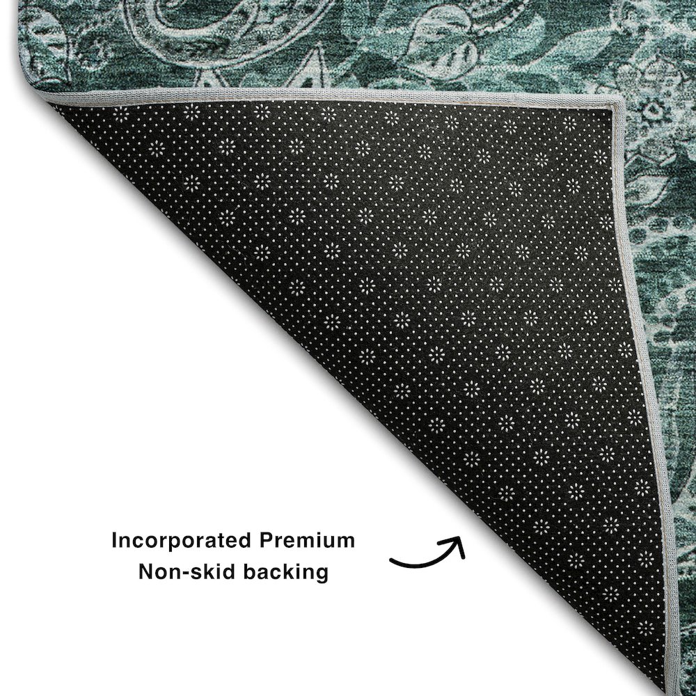 Premium Machine Washable Mayfield AMF1078 Teal 8' x 8' Round Rug. Picture 2