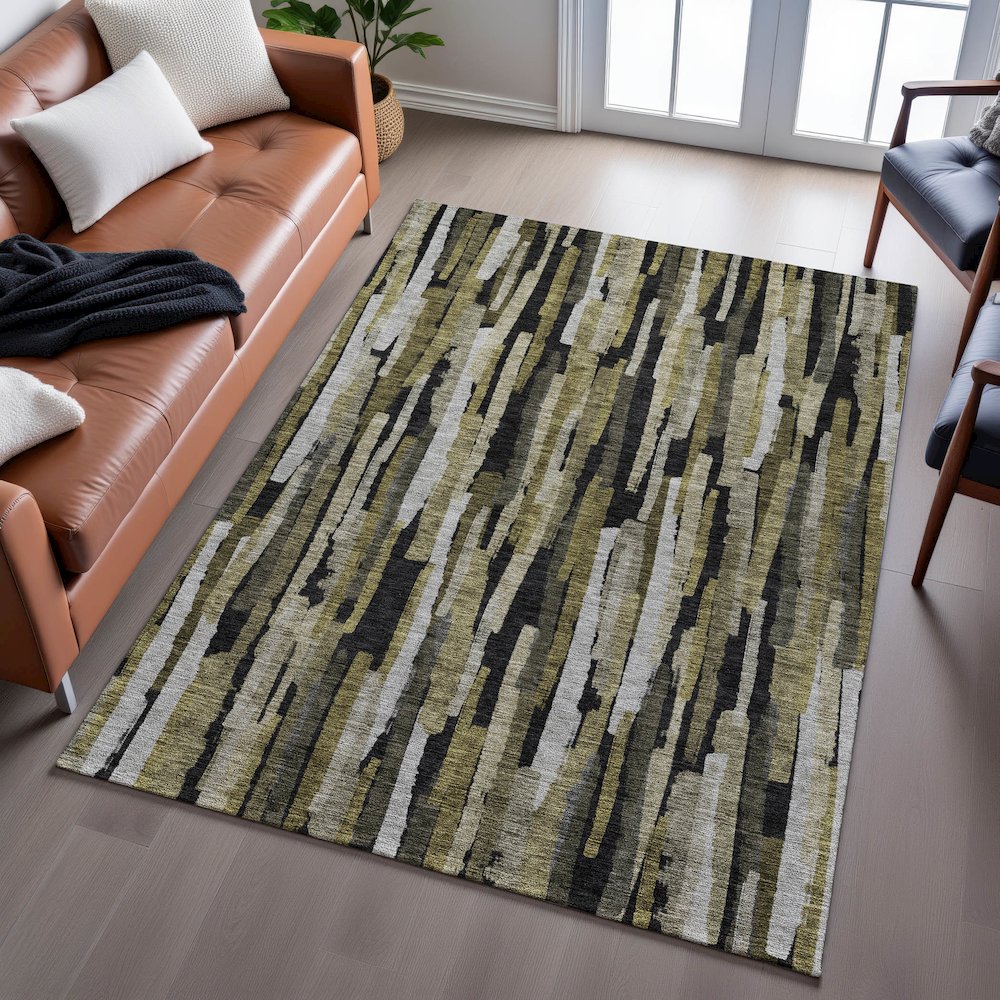 Premium Machine Washable Mayfield AMF1079 Brown 10' x 14' Rug. Picture 6