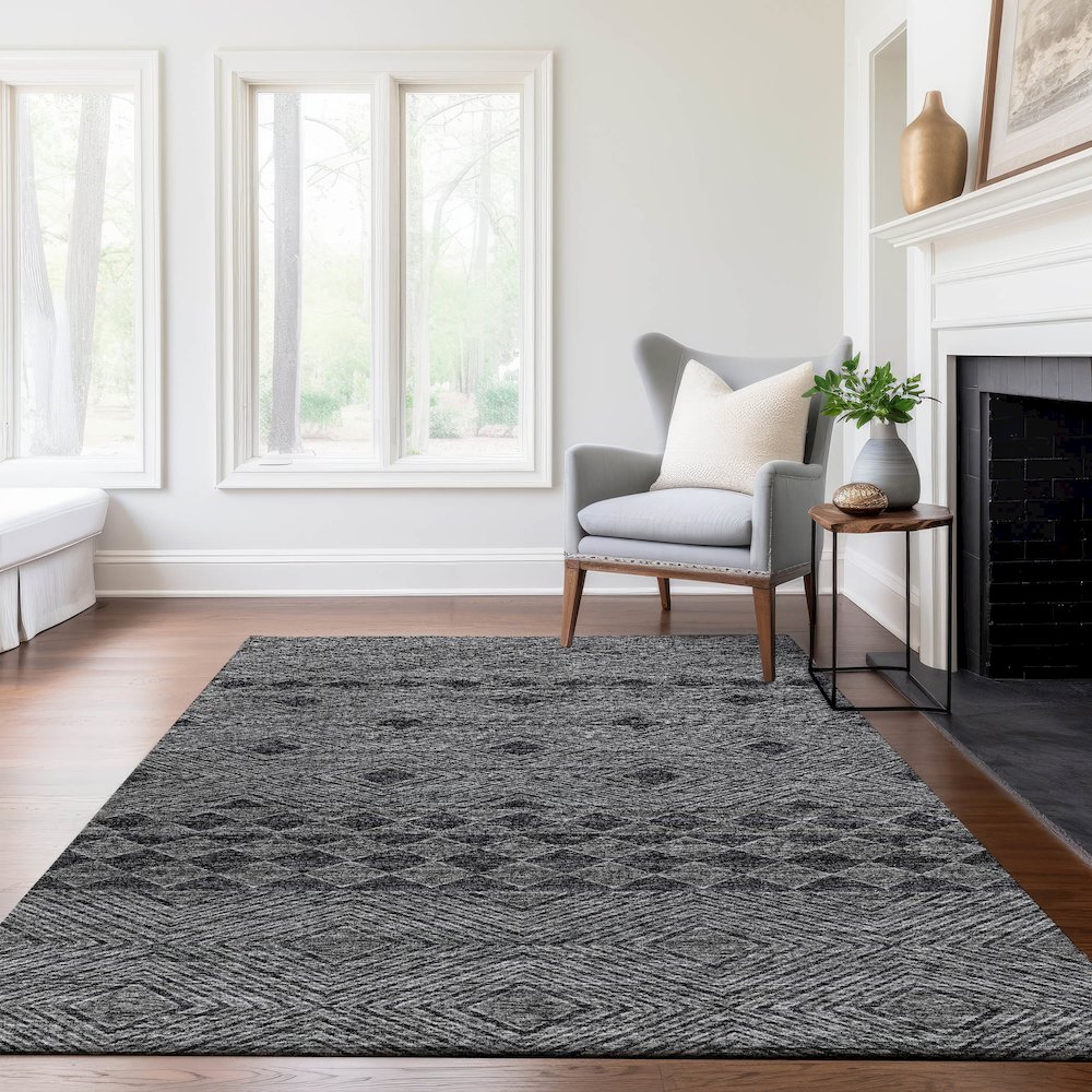 Premium Machine Washable Mayfield  Gray 10' x 14' Rug. Picture 6