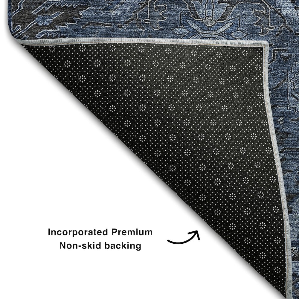 Premium Machine Washable Mayfield AMF1082 Navy 8' x 8' Round Rug. Picture 2