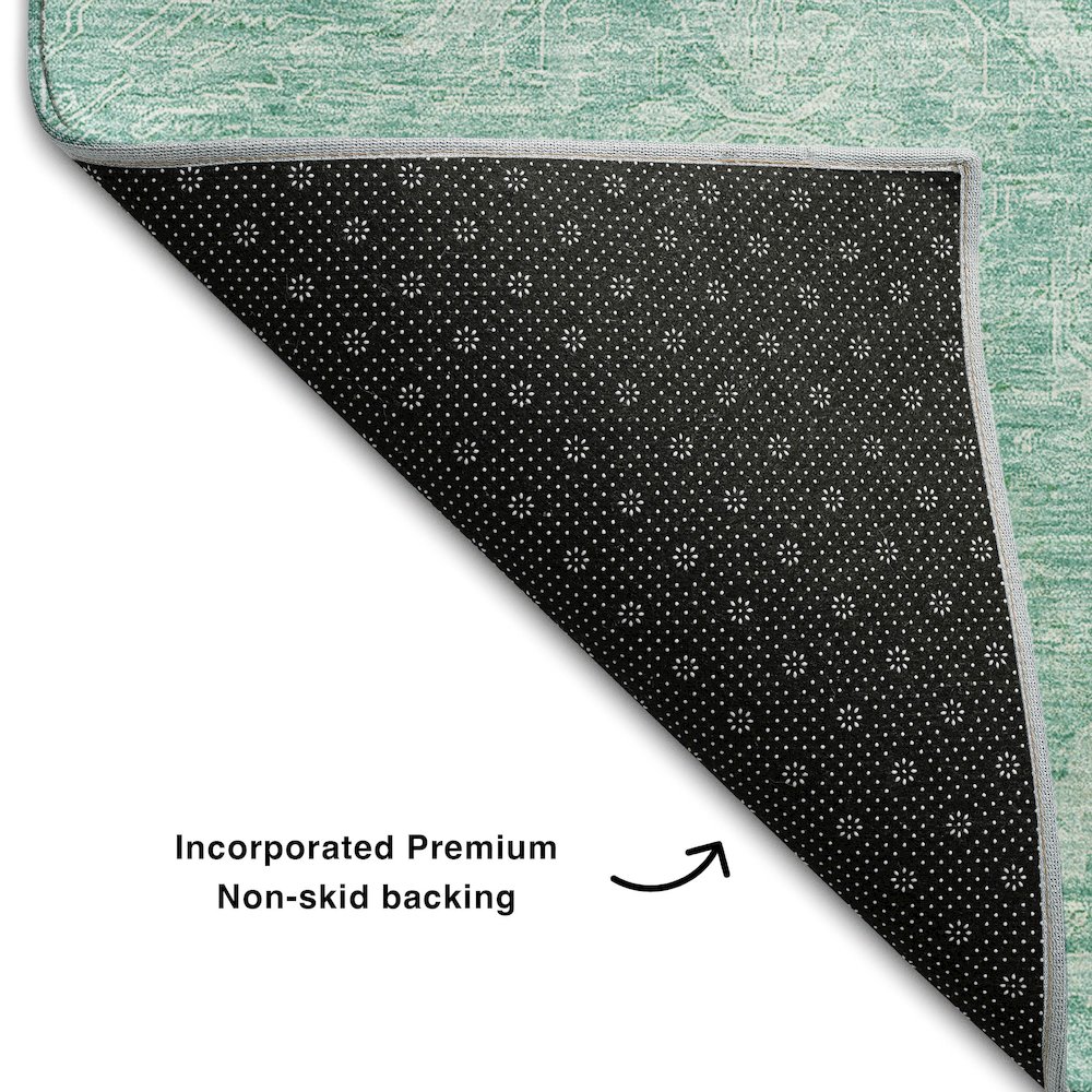 Premium Machine Washable Mayfield AMF1083 Aqua 8' x 8' Round Rug. Picture 2