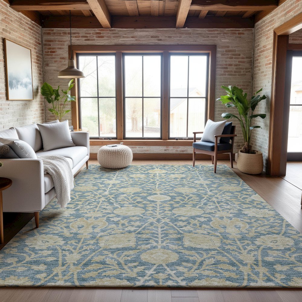 Premium Machine Washable Mayfield AMF1086 Sky 10' x 14' Rug. Picture 5