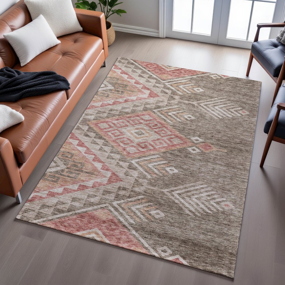 Premium Machine Washable Mayfield AMF1091 Brown 10' x 14' Rug. Picture 6