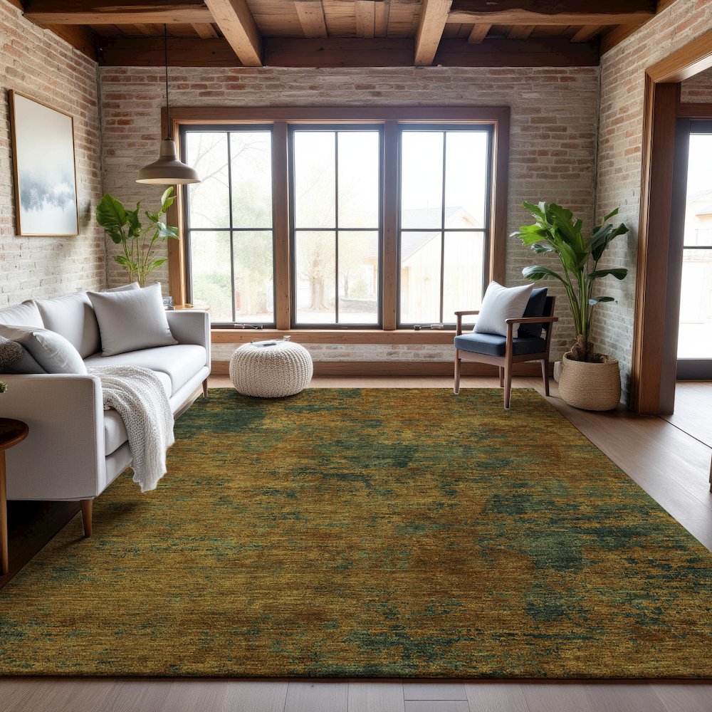 Premium Machine Washable Mayfield AMF1093 Copper 10' x 14' Rug. Picture 5