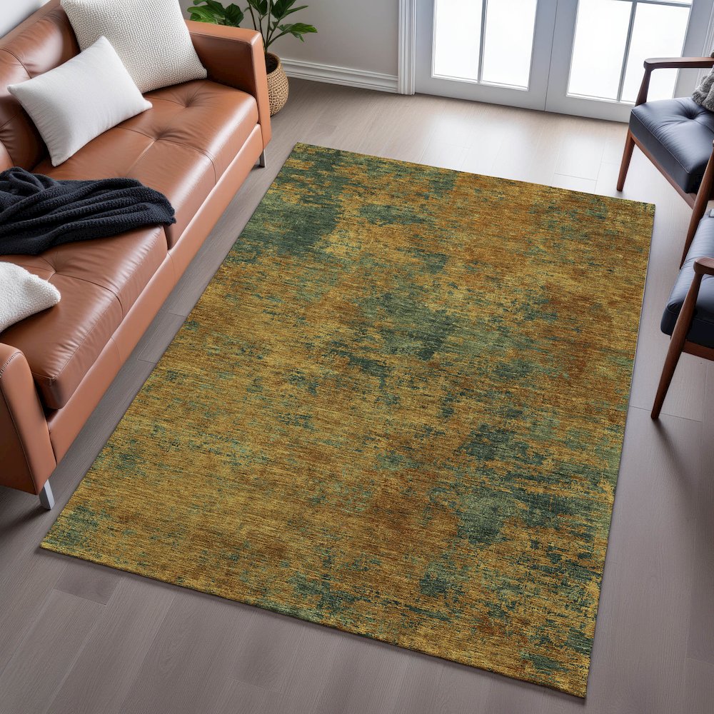 Premium Machine Washable Mayfield AMF1093 Copper 10' x 14' Rug. Picture 6