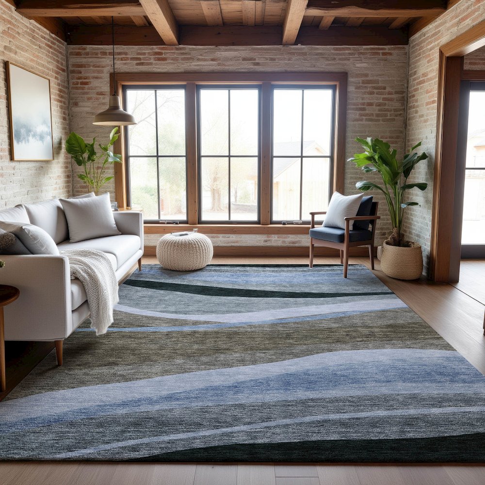 Premium Machine Washable Mayfield AMF1098 Brown 10' x 14' Rug. Picture 5