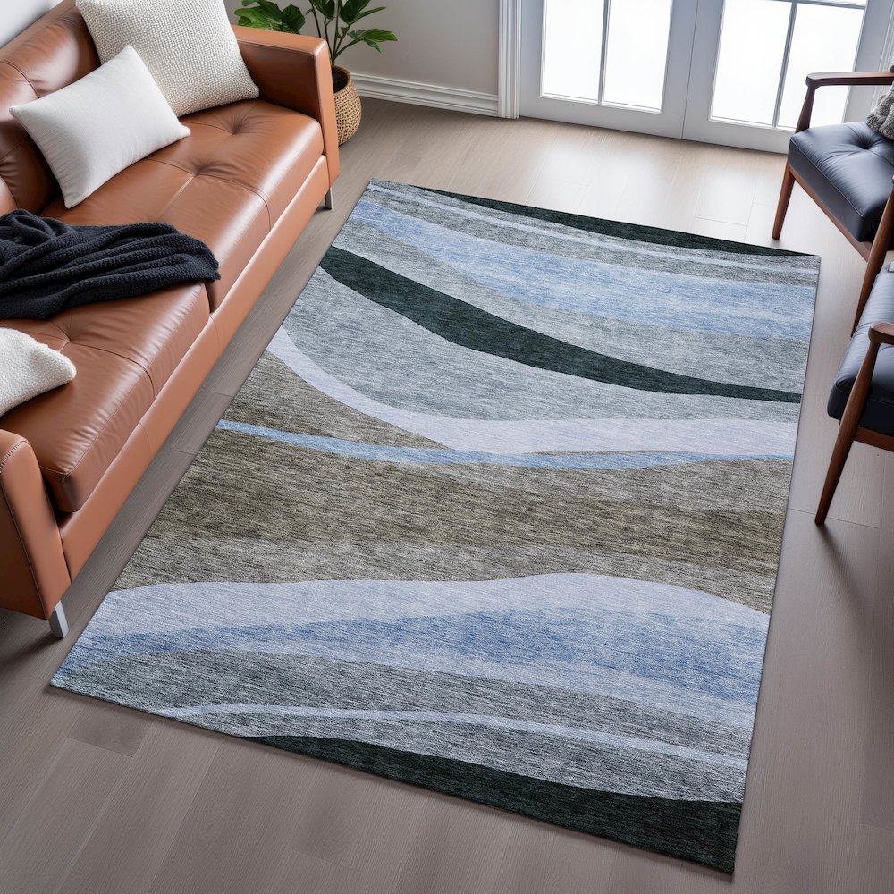 Premium Machine Washable Mayfield AMF1098 Brown 10' x 14' Rug. Picture 6