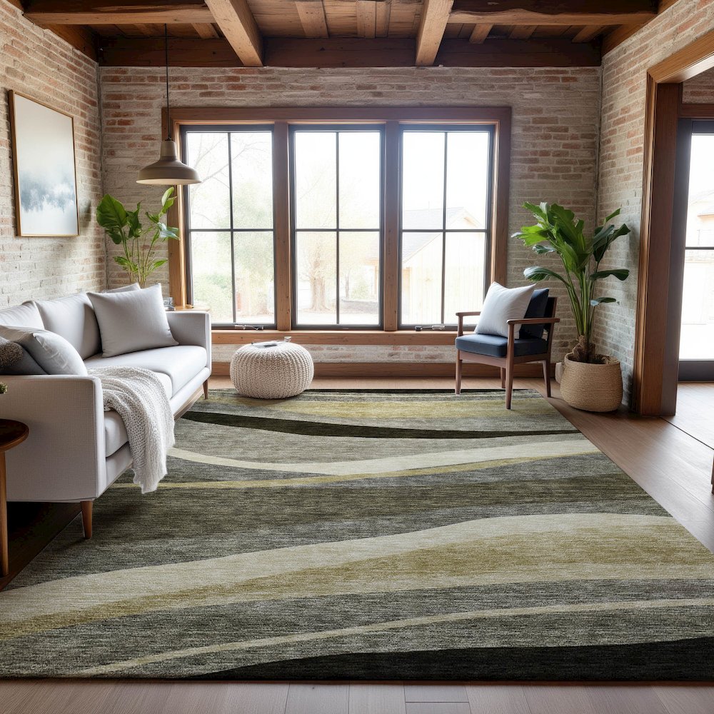 Premium Machine Washable Mayfield AMF1098 Taupe 10' x 14' Rug. Picture 5