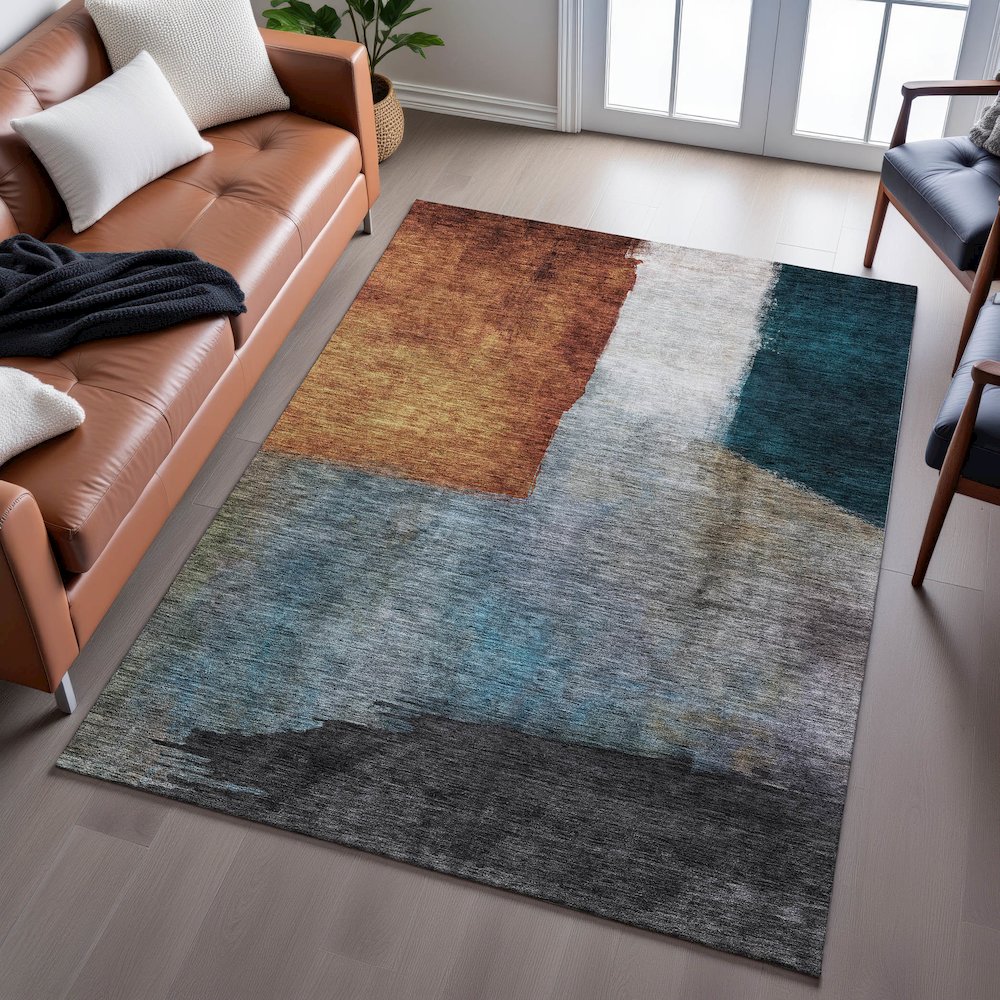 Premium Machine Washable Mayfield AMF1100 Copper 10' x 14' Rug. Picture 6