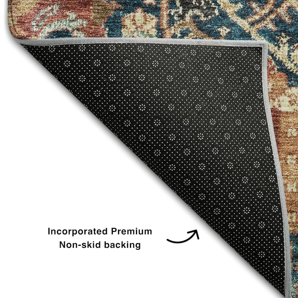 Premium Machine Washable Mayfield AMF1101 Navy 8' x 8' Round Rug. Picture 2