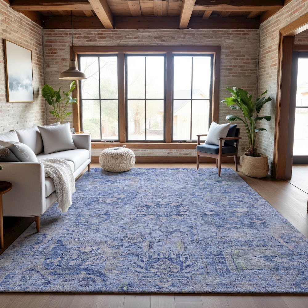Premium Machine Washable Mayfield AMF1102 Sky 10' x 14' Rug. Picture 5