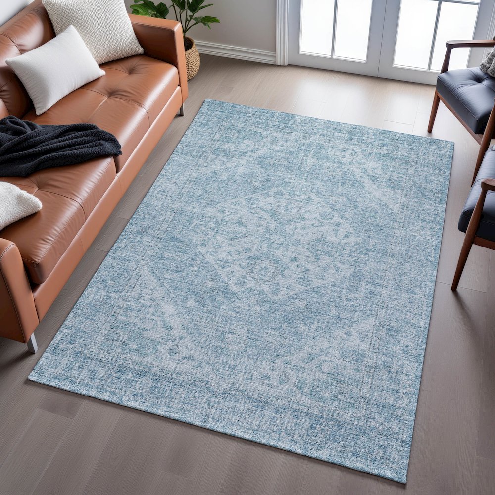 Premium Machine Washable Mayfield AMF1104 Sky 10' x 14' Rug. Picture 6