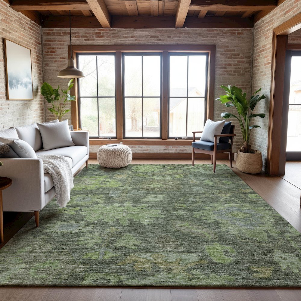Premium Machine Washable Mayfield AMF1108 Fern 10' x 14' Rug. Picture 5