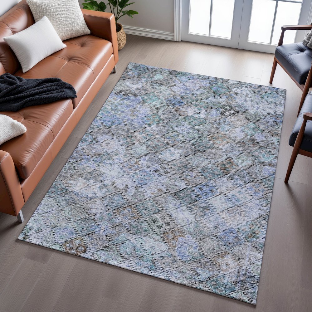 Premium Machine Washable Mayfield AMF1109 Blue 10' x 14' Rug. Picture 6