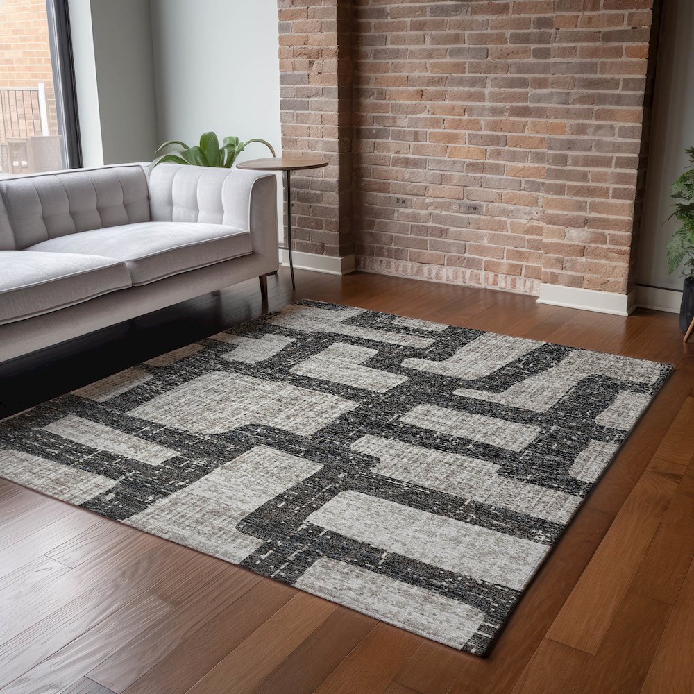 Premium Machine Washable Mayfield  Gray 10' x 14' Rug. Picture 6