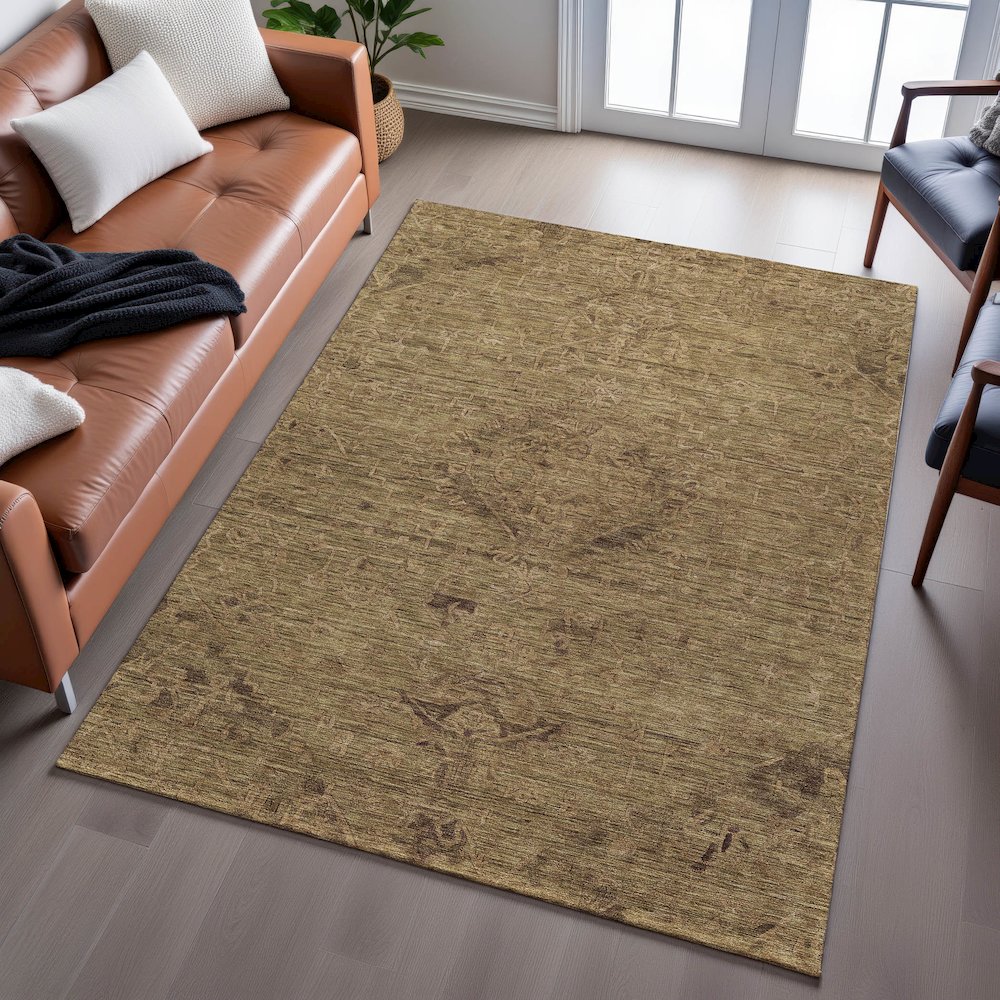 Premium Machine Washable Mayfield AMF1111 Brown 10' x 14' Rug. Picture 6