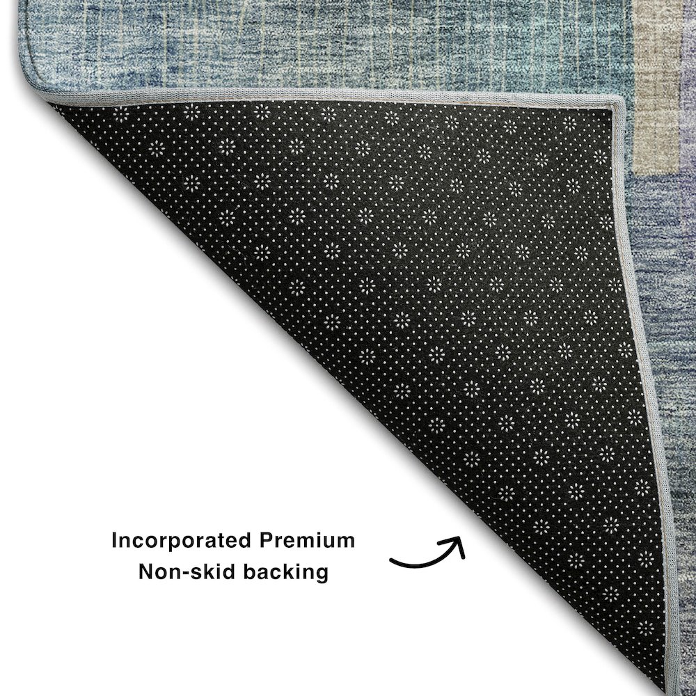 Premium Machine Washable Mayfield AMF1113 Blue 8' x 8' Round Rug. Picture 2