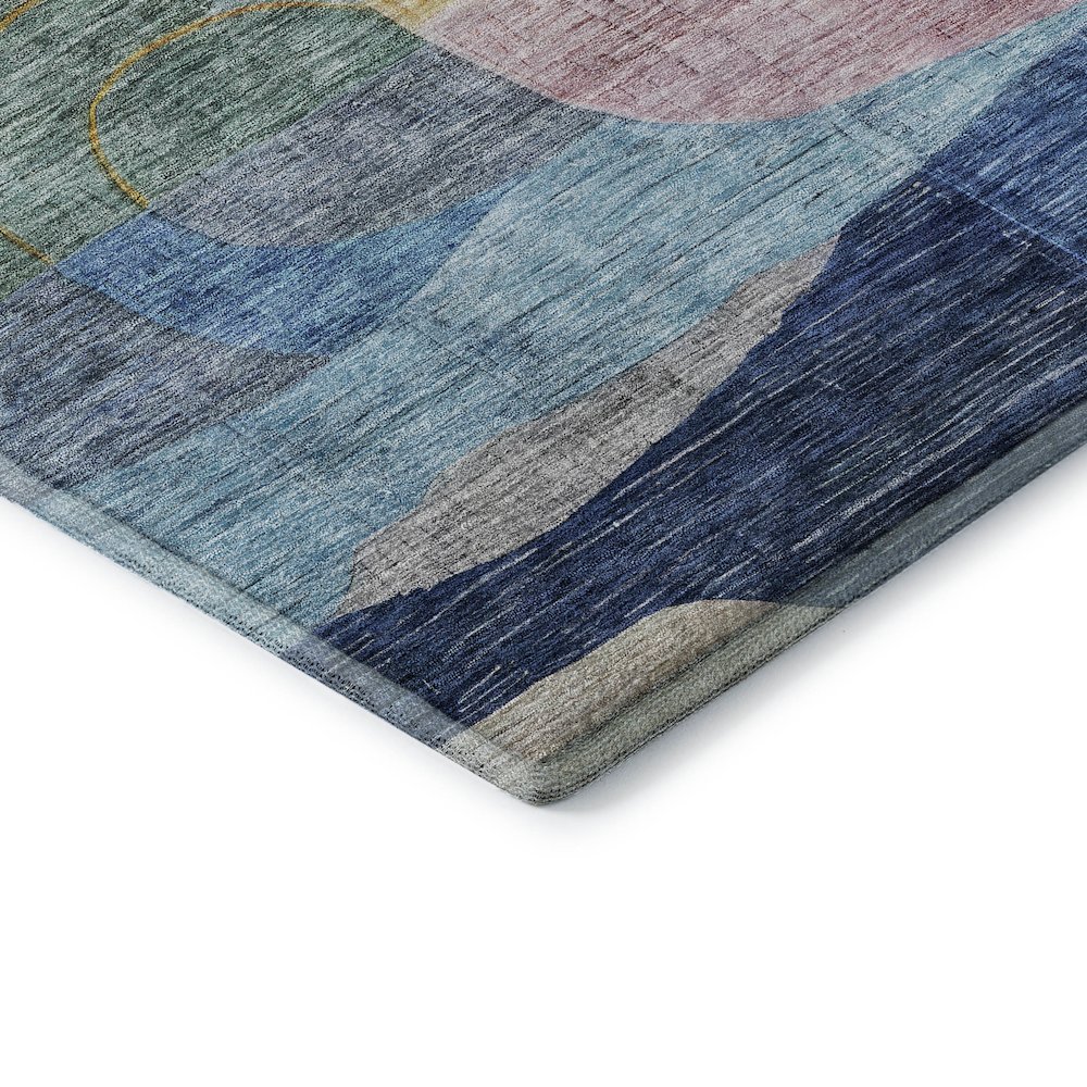 Premium Machine Washable Mayfield AMF1115 Blue 8' x 8' Round Rug. Picture 3