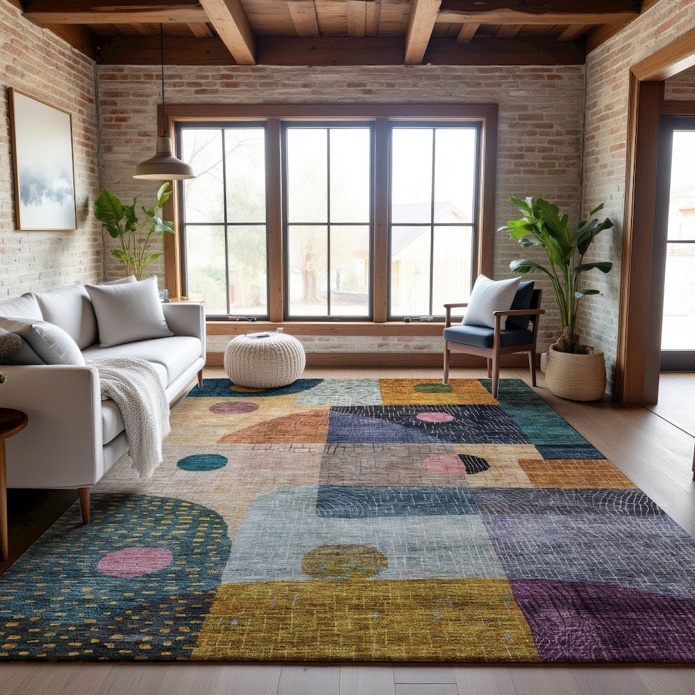 Premium Machine Washable Mayfield AMF1117 Green 10' x 14' Rug. Picture 5