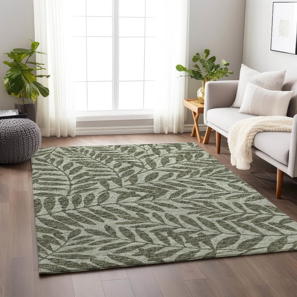 Premium Machine Washable Mayfield  Green 10' x 14' Rug. Picture 5