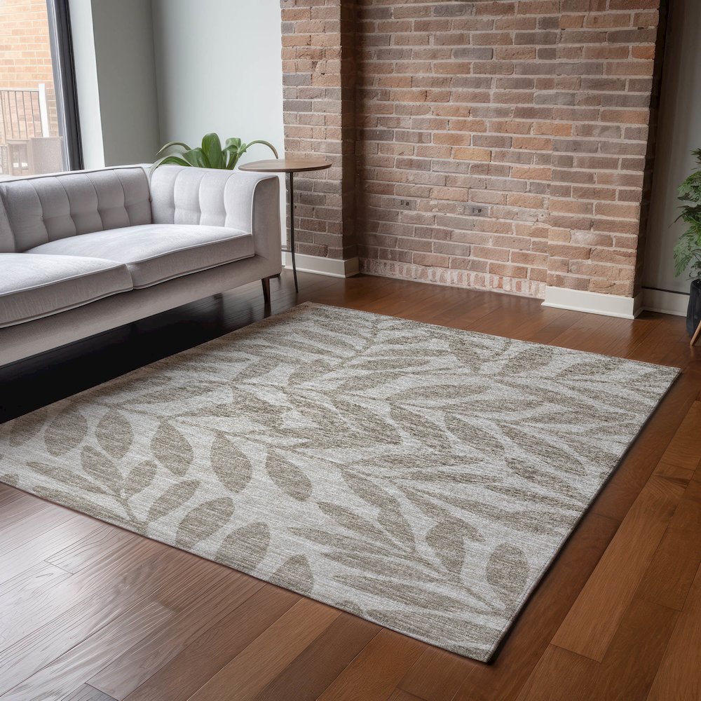 Premium Machine Washable Mayfield  Taupe 10' x 14' Rug. Picture 6