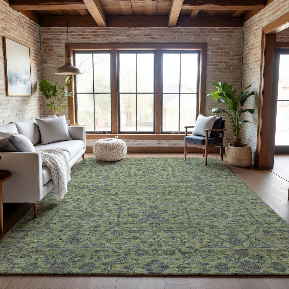 Premium Machine Washable Mayfield AMF1131 Lime 10' x 14' Rug. Picture 5