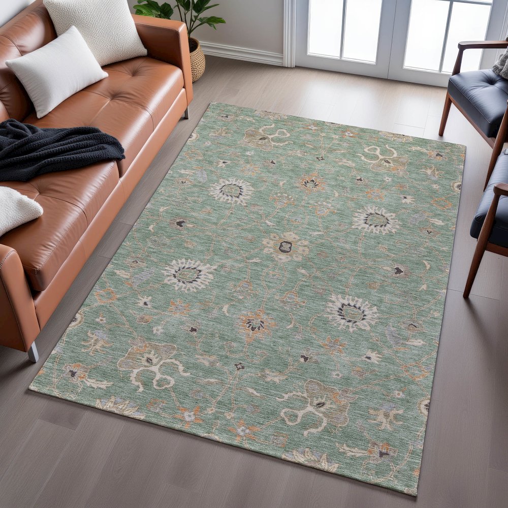 Premium Machine Washable Mayfield AMF1137 Cactus 10' x 14' Rug. Picture 6